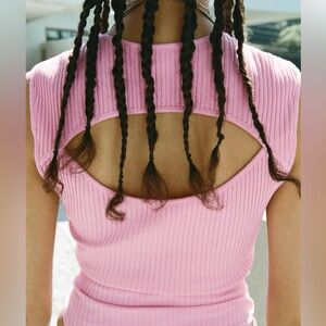 Zara Ribbed Bodysuit Size S. Color: Pink. New, without tag